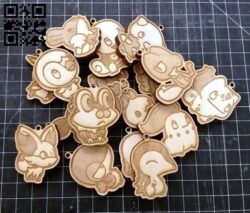 Pokemon keychains E0016990 file cdr and dxf free vector download for laser cut