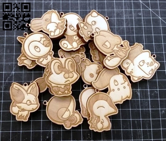 Pokemon keychains E0016990 file cdr and dxf free vector download for laser cut