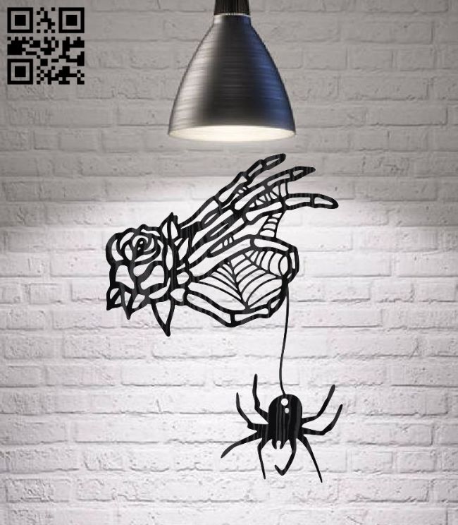 Skeleton hand spider web E0017103 file cdr and dxf free vector download for laser cut plasma