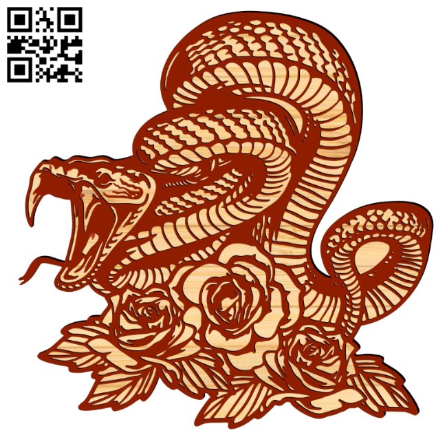 Snake with roses E0016967 file cdr and dxf free vector download for laser cut plasma