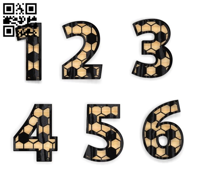 Soccer number E0016977 file cdr and dxf free vector download for laser cut