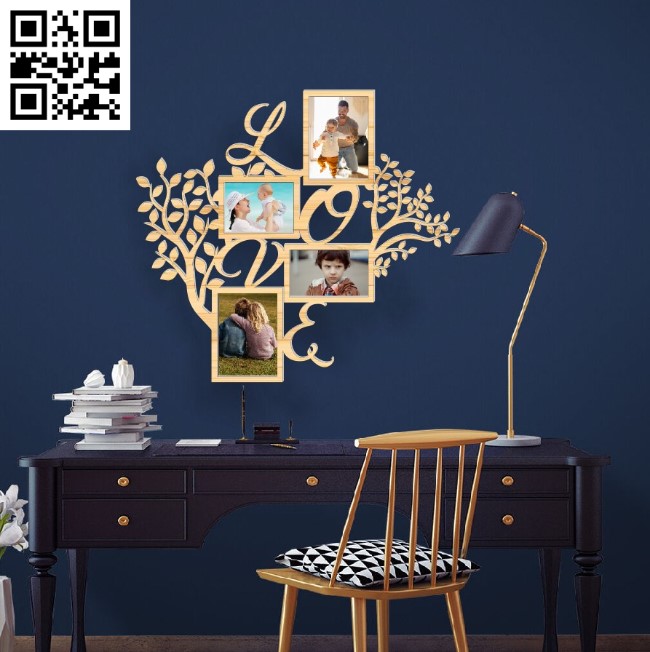 Tree photo frame E0016948 file cdr and dxf free vector download for laser cut