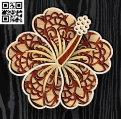 3D Hibiscus E0017309 cdr and dxf free vector download for laser cut