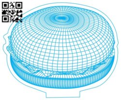 3D illusion led lamp Hamburger E0017228 free vector download for laser engraving machine