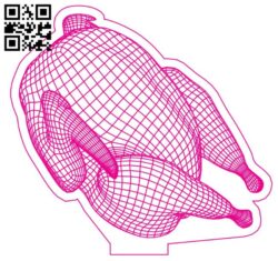 3D illusion led lamp Roasted chicken E0017268 cdr and dxf free vector download for laser engraving machine