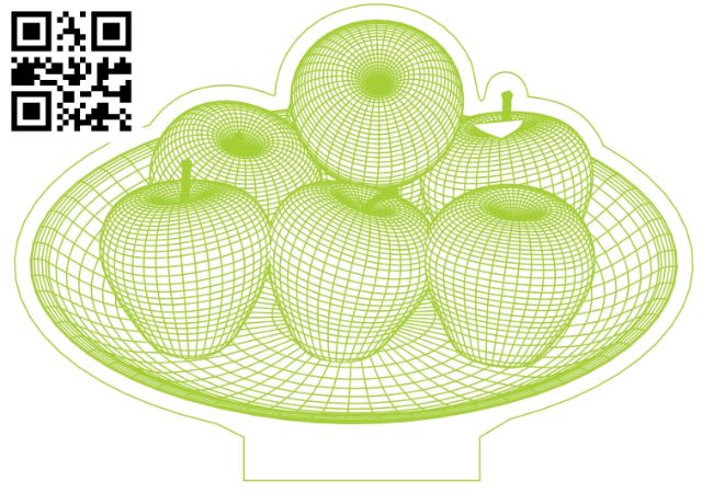 3D illusion led lamp apples E0017225 free vector download for laser engraving machine