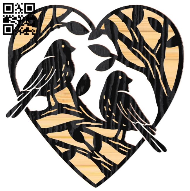 Bird with heart E0017176 file cdr and dxf free vector download for laser cut plasma