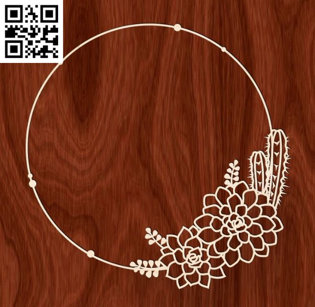 Cactus wreath E0017142 file cdr and dxf free vector download for laser cut plasma