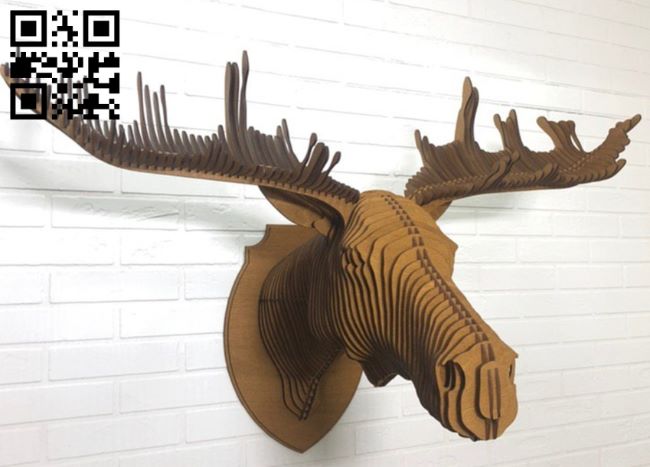 Elk head E0017312 cdr and dxf free vector download for laser cut