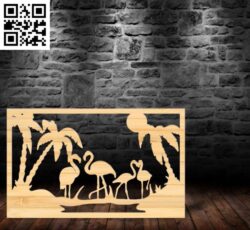Flamingos panel E0017151 file cdr and dxf free vector download for laser cut plasma