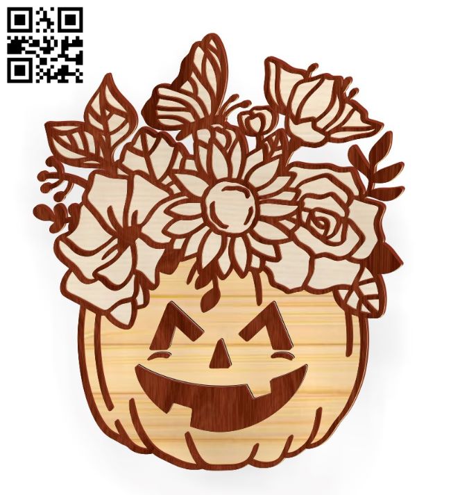 Floral pumpkin E0017181 file cdr and dxf free vector download for laser cut plasma