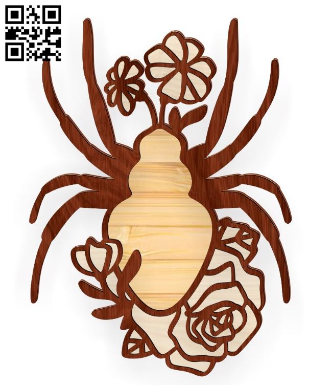 Floral spider E0017180 file cdr and dxf free vector download for laser cut