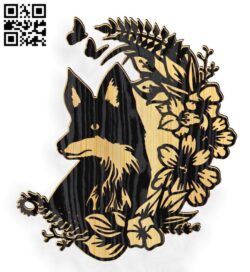 Fox and flowers E0017158 file cdr and dxf free vector download for laser cut plasma