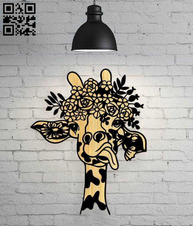Giraffe with flowers E0017153 file cdr and dxf free vector download for laser cut plasma