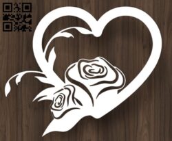 Heart with rose E0017214 file cdr and dxf free vector download for laser cut