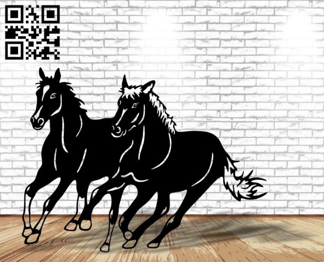 Horses E0017222 file cdr and dxf free vector download for laser cut plasma