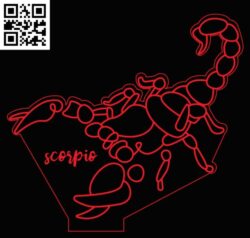 Illusion led lamp Scorpio zodiac E0017294 cdr and dxf free vector download for laser engraving machine