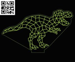 Illusion led lamp T rex dinosaur E0017297 cdr and dxf free vector download for laser engraving machine