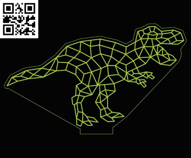 Illusion led lamp T rex dinosaur E0017297 cdr and dxf free vector download for laser engraving machine