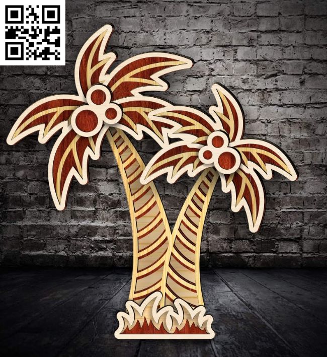 Multilayer Palm Tree E0017310 cdr and dxf free vector download for laser cut