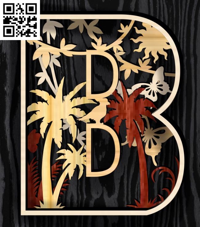 Multilayer letter B E0017299 cdr and dxf free vector download for laser cut