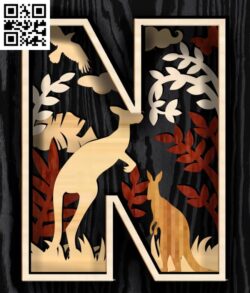 Multilayer letter N E0017393 file cdr and dxf free vector download for laser cut