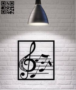 Music notes wall decor E0017346 file cdr and dxf free vector download for Laser cut plasma