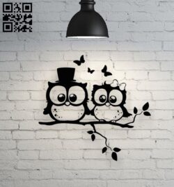 Owl couple E0017365 file cdr and dxf free vector download for laser cut plasma