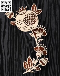 Pomegranate flower E0017335 cdr and dxf free vector download for laser cut