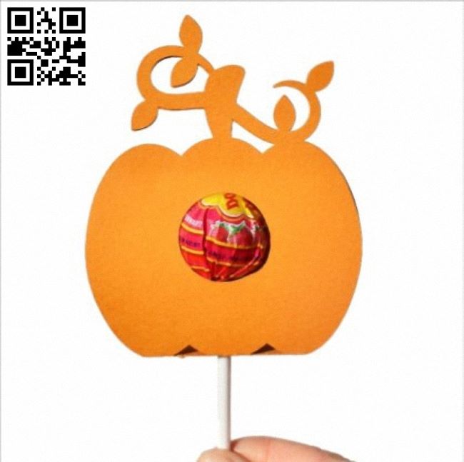 Pumpkin halloween lollipop E0017248 file cdr and dxf free vector download for laser cut