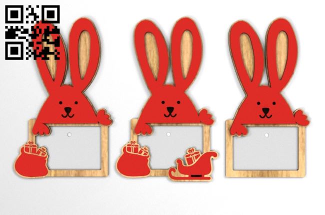 Rabbit photo frame E0017237 file cdr and dxf free vector download for laser cut