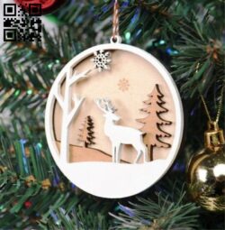 Reindeer snowing ball E0017348 file cdr and dxf free vector download for Laser cut