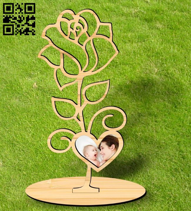 Rose photo frame E0017147 file cdr and dxf free vector download for laser cut