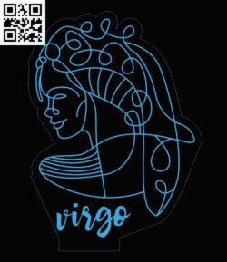 illusion led lamp Virgo zodiac E0017293 cdr and dxf free vector download for laser engraving machine