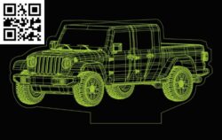3D illusion led lamp Jeep gladiator E0017504 free vector download for laser engraving machine