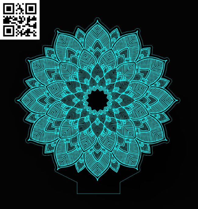 3D illusion led lamp Mandala E0017531 file cdr and dxf free vector download for laser engraving machine