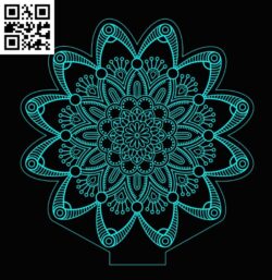3D illusion led lamp Mandala E0017587 file cdr and dxf free vector download for laser engraving machine