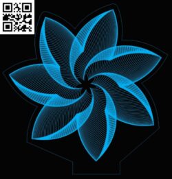 3D illusion led lamp flower E0017524 file cdr and dxf free vector download for laser engraving machine