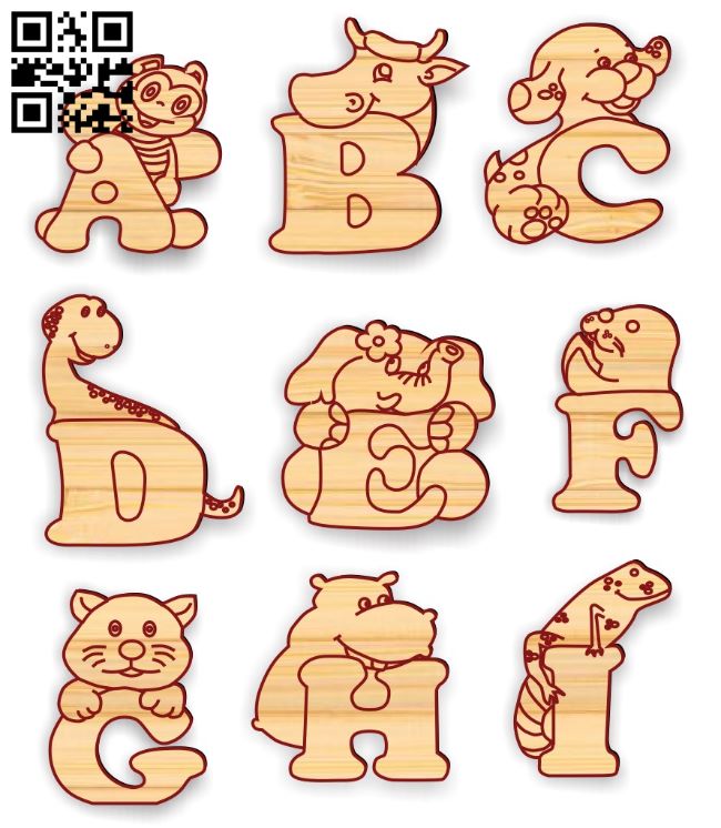 Animal alphabet E0017614 file cdr and dxf free vector download for laser cut