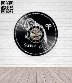 Aries zodiac clock E0017463 file cdr and dxf free vector download for laser cut plasma