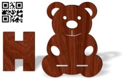 Bear phone stand E0017580 file cdr and dxf free vector download for laser cut