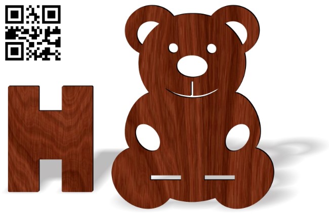 Bear phone stand E0017580 file cdr and dxf free vector download for laser cut