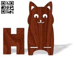 Cat phone stand E0017592 file cdr and dxf free vector download for laser cut