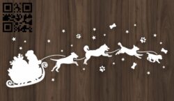 Christmas dog sleigh E0017584 file cdr and dxf free vector download for laser cut