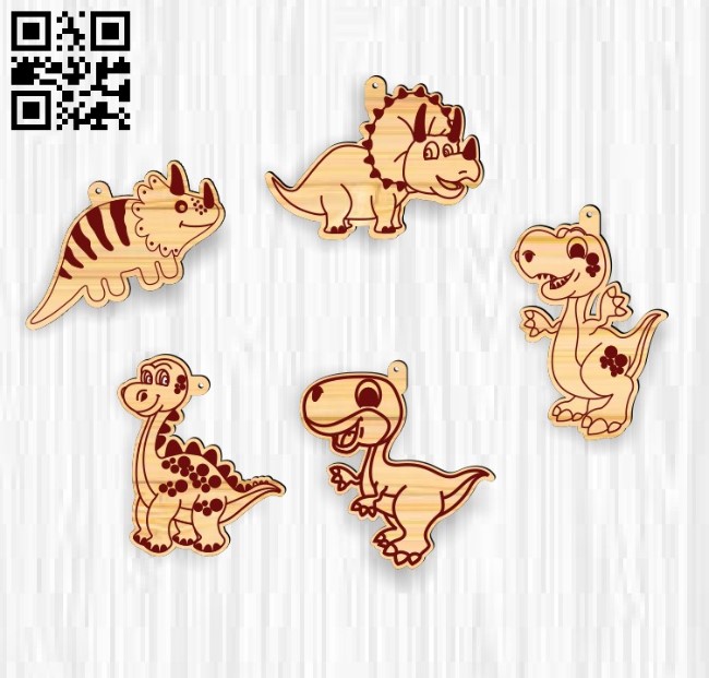 Dinosaur key chain E0017478 file cdr and dxf free vector download for laser cut