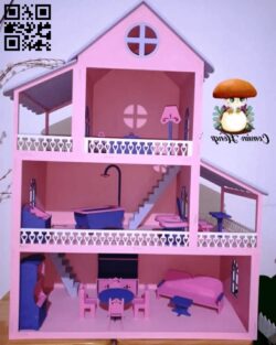 Doll house E0017505 file cdr and dxf free vector download for Laser cut