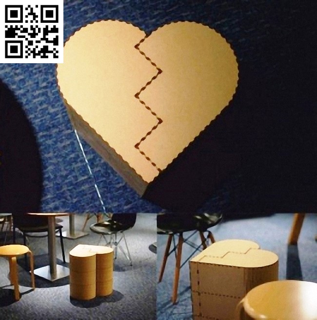 Heart stool E0017456 file cdr and dxf free vector download for laser cut