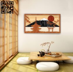 Japanese scene E0017424 file cdr and dxf free vector download for laser cut