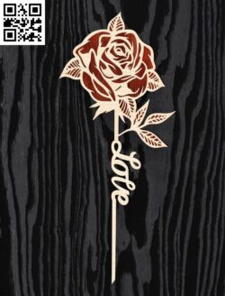 Rose with word E0017571 file cdr and dxf free vector download for laser cut plasma