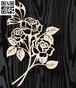 Roses with butterfly E0017482 file cdr and dxf free vector download for laser cut plasma